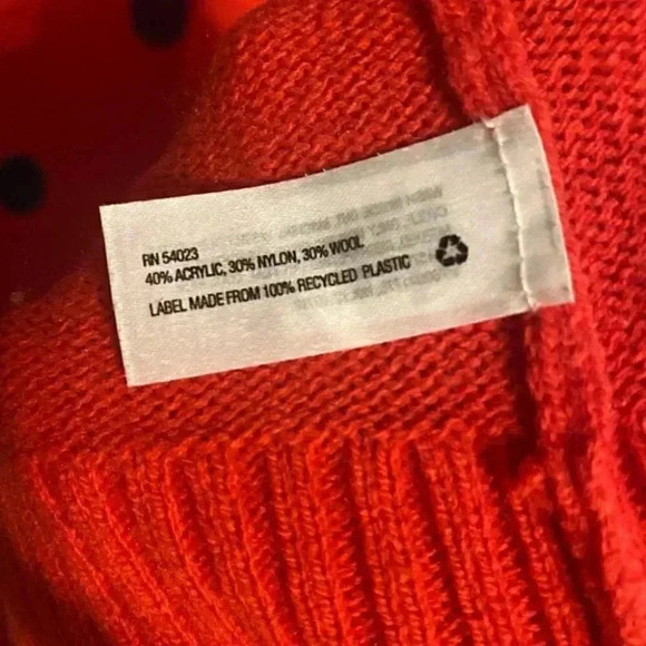 Gap Wool Blend Red Sweater with Blue Polkadots - Picture 5 of 5